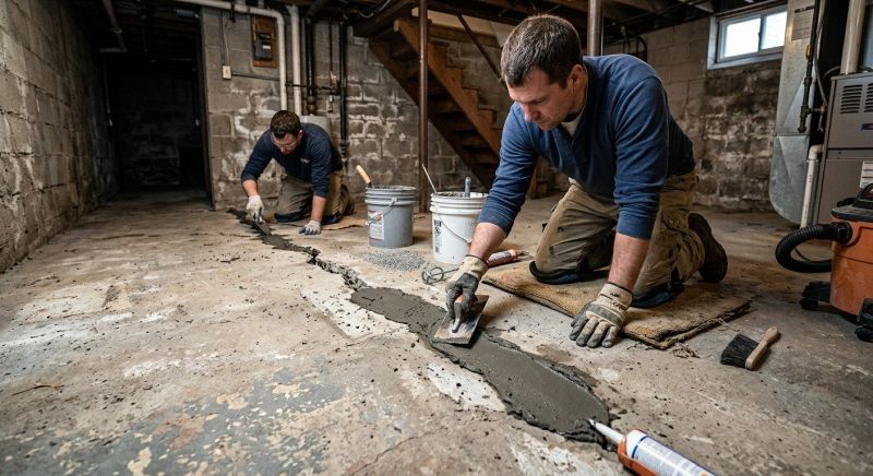 Cracked Basement Floor Repair in Leland, NC