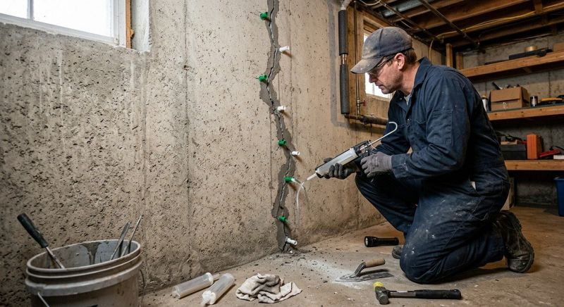 Cracked Basement Floor Repair in Leland, NC